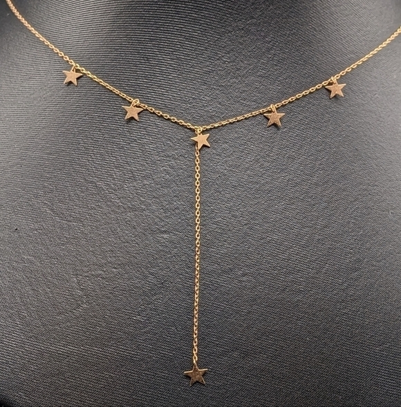 ROSE Gold toned Star Necklace with Dangle Charms - Picture 3 of 7